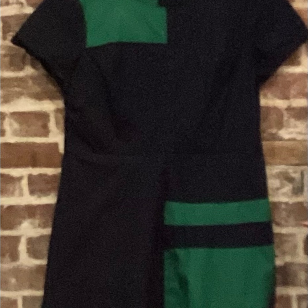 Black and Green Colorblock Women's Dress - Picture 2 of 2